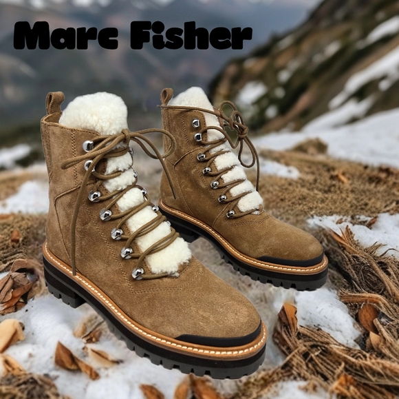 Marc Fisher Women Sz 6.5M Iizzie Hiking Outdoor Winter Boots Tan Suede ***READ** - Picture 1 of 12